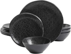 Yoko Black סט צלחות שחור מלמין