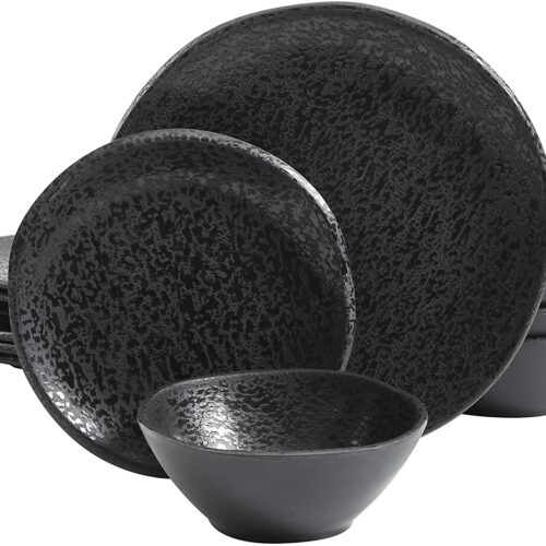 Yoko Black סט צלחות שחור מלמין
