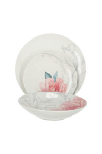 Peony סט צלחות לבן ורוד מעוצב